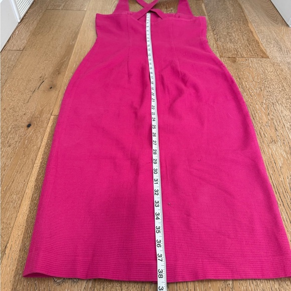 Fuchsia Midi Dress with Gold Button Accents & 1” Shoulder Straps Sz S - Picture 9 of 10